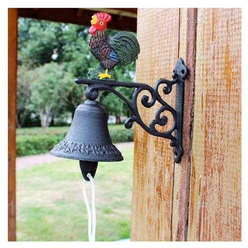 HEYDGBBZ Battery Operated Indoor Doorbell, Manual Doorbell,Vintage Door Bell, Retro Chicken Door Bell Vintage Antique Welcome Bell Farmhouse Style Decoration for Outside House A