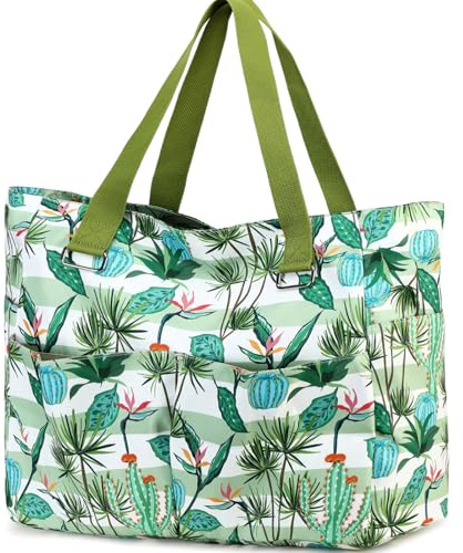 Myhozee Strandtasche XXL Familie groß Badetasche Damen mit Reißverschluss Wasserdicht Sanddicht Beach Bag Sommertasche Schwimmtasche Shopper Saunatasche Reisetasche Tote Bag für Strand Schwimmbäder