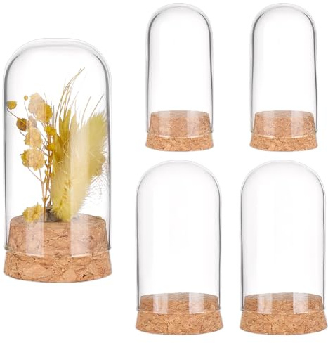 PH PandaHall 4 Stück Glas Display Kuppel 2 Größen Klar Cloche Bell Jar mit Korkboden Kleine Glasflaschen Kuppel Dekoration Gläser Vitrine für Blumen Pflanzen Lagerung Haus Party Favor Dekor