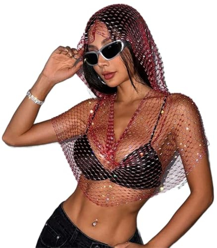 UniqKaliber Top in rete con strass per donne