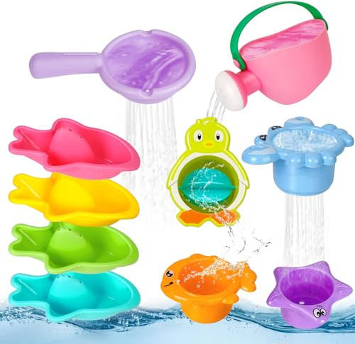 Juguetes de bañera, 10 piezas de juguetes acuáticos para niños, juguetes de baño para bebés a partir de 1, 2, 3, 4 años, juguetes de agua, juguetes de piscina, regalos