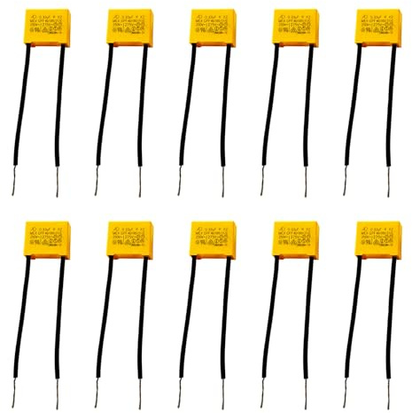 10 Stück Entstörkondensator LED, Sicherheitskondensator X2 275V 0.33µF Entstörer Kondensator Gegen Flackern, Entstörung Kondensatoren P60 60mm für Störungsfilter LED-Produkte Funkempfang