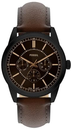 Fossil Pearson Watch for Men, Quartz Multifunction Movement with Stainless Steel or Leather Strap