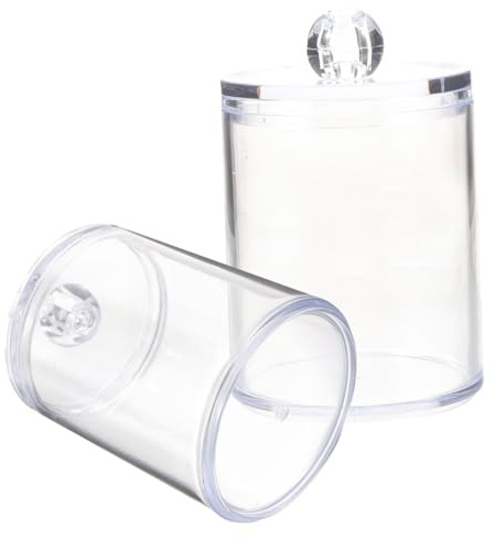 Gatuida Caja De Almacenamiento Acrílica Transparente Para Discos De Algodón y Hisopos, Tapa Fácil De Abrir, Organizador Compacto Para Maquillaje y Uso Doméstico, Set De 2 Piezas