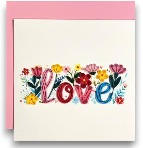 HAIANCO Handmade Love Greeting Card Romantic Quilling Floral Design Paper Art Gift for Her Wife Girlfriend Birthday Anniversary Valentine’s Day Keepsake for Special Occasion