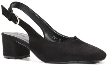 ESSEX GLAM Women's Slingback Court Shoes Ladies Square Toe Low Mid Block Heel Evening Classic Pumps Size 3-8