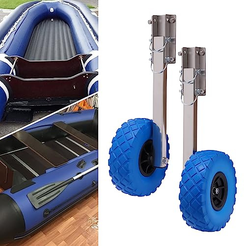 ZNLLQZN Ruedas universales para botes inflables, ruedas traseras, desmontables, portátiles, de acero inoxidable, diámetro de 25 cm, para todo tipo de barcos inflables y remolques