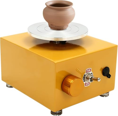 HTDRE Kit Mini tornio Elettrico per Ceramica, 2000 Giri/min, 8 Utensili per Modellare l'argilla per Il Fai da Te in Ceramica, scuole, Bambini e Principianti (Vassoio Non Incluso)