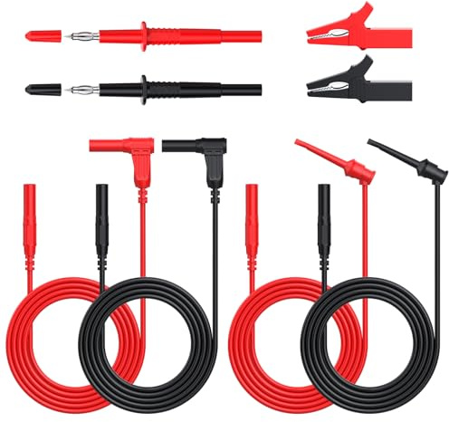 Neoteck 8 Piece Multimeter Test Lead Kit - Professional Electronic Test Lead Accessory Kit with Lead Extensions, Test Probes, Mini Hooks, and Alligator Clips - Ideal for School and Factory Use