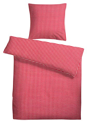 Carpe Sonno Seersucker Bettwäsche 135x200 Baumwolle | Sommer Bettwäsche kariert Bettbezug 135 x 200 | Kühlende Sommerbettwäsche Bügelfrei Bettwäsche-Sets | Rot Weiße Bettwäsche Baumwolle 135x200