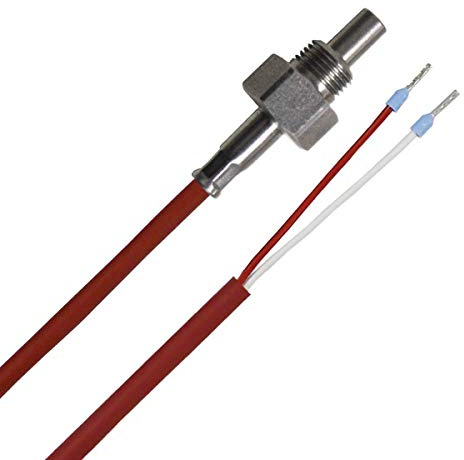 iOVEO 012EF01205 - PT100 Einschraubfühler G1/8 Zoll Edelstahl mit Silikon-Leitung, Temperatursensor -50°C bis +180°C, 5 Meter