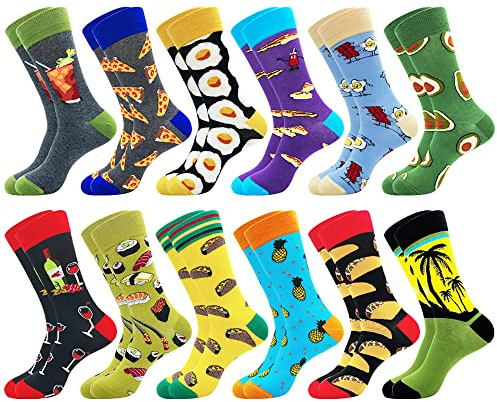 Belloxis Bunte Socken Herren 43-46 Baumwolle Motiv Kuschelsocken Wadenstrümpfe Socken Geschenke für Männer