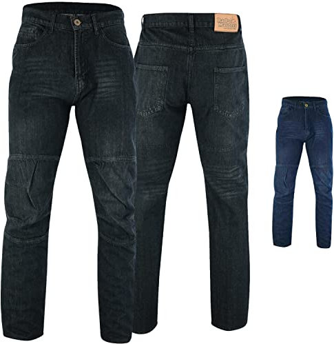 German Wear Denim Motorradjeans Motorradhose Futter aus Aramidfasern Jeans inkl. Protektoren 42W / 34L Schwarz