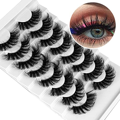 Pestañas Postizas 8 pares de Pelo Artificial 8D Multipack, Tiras Completas, Natural Pestañas Falsa Largas Adecuado para Trabajar Citas Fiesta (QZ-02)