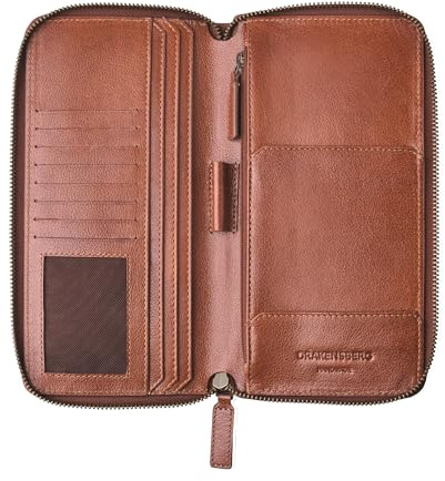 DRAKENSBERG Reisebrieftasche Herren Leder 'Travis' - Reise-Organizer, Etui für Reisepass, nachhaltig handgemacht, Patina - Kastanien-Braun, DR00164