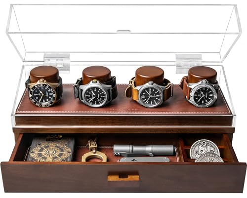 Holme & Hadfield Uhrenbox für Herren aus Holz – Uhrenbox Uhrenaufbewahrung für Männer – aus Holz für Ihn – Uhrenaufbewahrungsbox – Geschenk für Männer, Freund, Papa – Watch Deck Pro