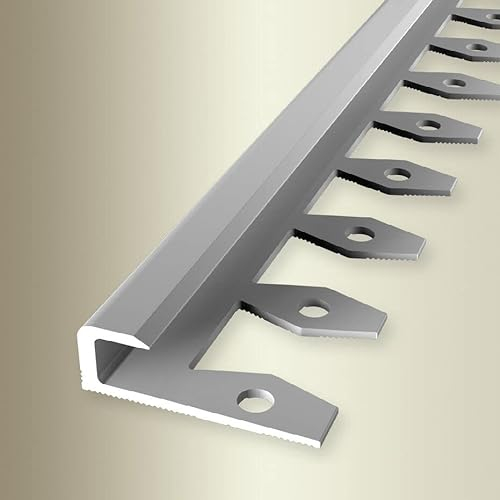 PROVISTON | Einfassprofil | Breite: 30 mm | Höhe: 7 mm | Länge: 2500 mm | Aluminium eloxiert | Biegbares Profil | Glatt | Silber | Offen Gestanzt