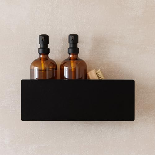 Metallbude Duschablage SHEA Schwarz - Duschregal ohne Bohren - Pulverbeschichtetes Metall - Kratz-, Stoß- & Schlagfest - 30x11x8,5 cm