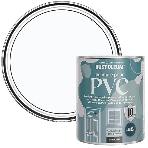 Rust-Oleum Peinture Blanche pour Portes & Fenêtres en PVC, Finition Brillante - Glacier 750ml