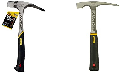 Stanley FatMax Antivibe Latthammer 1-51-937 & Antivibe Maurerhammer (570 g Kopfgewicht, Vibrationsdämpfung, Stahlstiel, thermoplastischer Gummigriff) 1-54-022