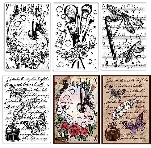 craspire Palette Schmetterling Libelle Klare Gummistempel Wiederverwendbare Vintage Silikon Transparente Siegel Stempel Für Journaling Kartenherstellung Freunde DIY Scrapbooking Fotorahmen
