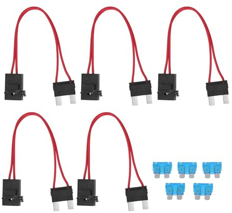 5x Kfz Sicherungshalter Inline 16AWG 20A mit Flachsicherung für Auto Verlängerung
