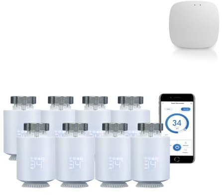 Qiumi Zigbee Thermostat-Heizkörperventil, Temperaturheizung, intelligenter programmierbarer Thermostat, Sprachsteuerung, funktioniert mit Alexa Googlehome