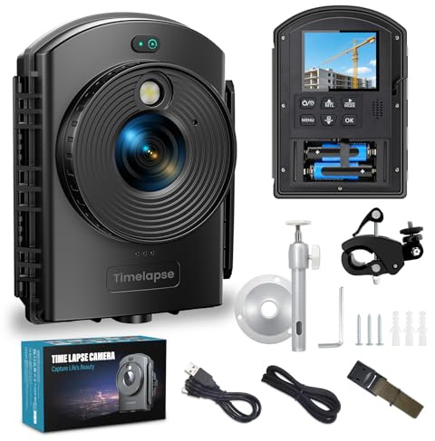 Time Lapse Camera Outdoor, Fotocamera Timelapse 1080P Con Posizionamento IR, Ripresa Di 180 Giorni, Resistente All'Acqua IP66 Per Costruzioni Esterne, Crescita Delle Piante (64GB Time Lapse Camera)