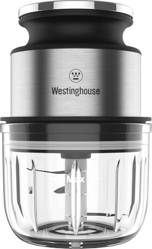 WESTINGHOUSE Mini hachoir électrique avec une puissance de 45 W et un volume de 300 ml, lame spéciale à 3 lames en acier inoxydable, utilisable d'une seule main, sans fil, chargement via USB,