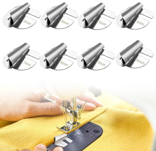 WEDNOK 8pcs Sewing Rolled Hemmer Foot Universal 3mm-10mm Wide Sewing Machine Rolled Hemmer Foot Narrow Rolled Hem Sewing Machine Presser Foot Set for Home Industrial Sewing Machine Accessories