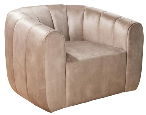 Sessel BABYLON - 100cm - champagner - Samt drehbar Armlehne Lounge-Design | Montiert geliefert, Schaumstoffpolsterung, hoher Komfort, pflegeleicht, Eyecatcher, bequeme Polsterung