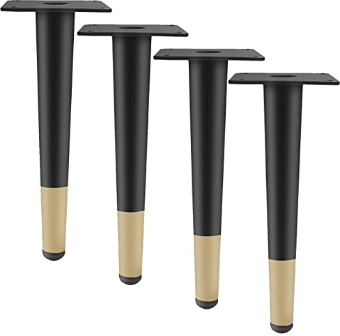 Btowin 6 Inch / 15cm Metal Furniture Legs, 4Pcs Modern Straight Tapered Furniture Feet, Black Gold Heavy Duty Sofa Legs Cabinet Legs Brushed Nickel Finish for TV Stand Couch Dresser Table Bed