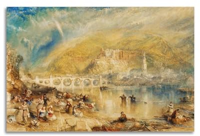 JSWLQ J.M.W.Turner(Heidelberg, with A Rainbow) Artists Poster Art Print Wall Photo Paint Hanging Picture Family Bedroom Decor Gift 08x12inch(20x30cm)