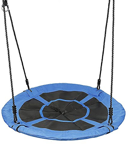Nestschaukel aus EVA-Stahl, Nestschaukel, Netz, 100 cm, Hängeschaukel für Kinder, Erwachsene, Garten, Außenbereich, höhenverstellbar, trägt 100 kg (blau)