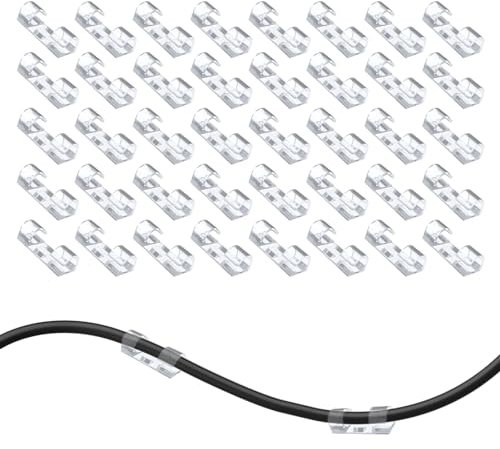 40PCS Plastic Finisher Wire Clamp,Plastic Adhesive Cable Clips,Self Adhesive Cable Clip Ultimate Solution to Cable Management,Cable Management Clips for Home & Office(Transparent)