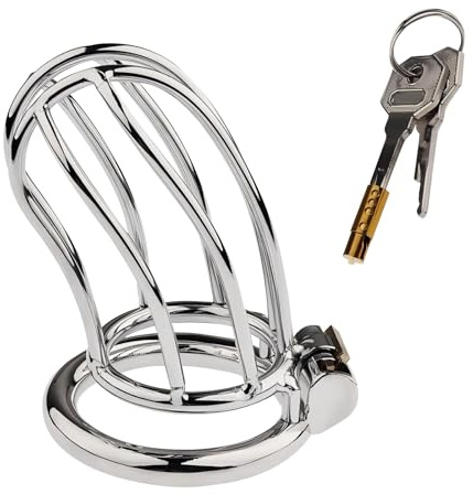 Peniskäfig aus Metall Sexspielzeug für Männer, Keuschheitskäfig mit 3 Ringgrößen und Zwei Verschiedenen Schlössern, SM Bondage-Werkzeug für Penistraining (invisible lock,45mm)