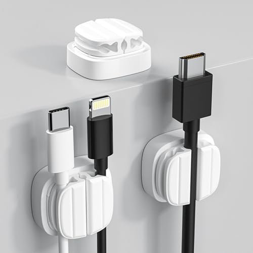3 Pcs 3 In 1 Cable Management,Cable Tidy,Cable Organiser,Wire Holders for Cables,Cable Holder,Self Adhesive Cord Tidy Management for Usb Charging Cable Mouse Wire Pc Office Home(White)