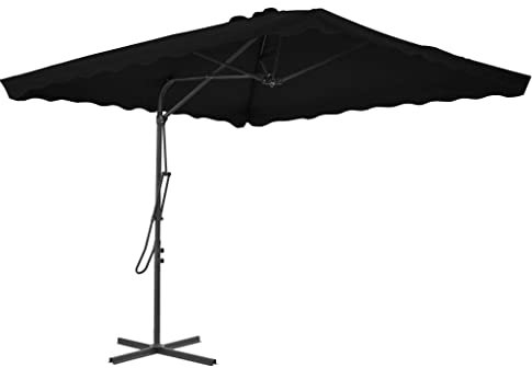 THOYTOUI Sonnenschirm, Angel regenschirm Anglerschirm Angelzelte Fishing umbrella Geeignet für Garten Balkon Veranda Terrasse mit Stahlmast Schwarz 250x250x230 cm