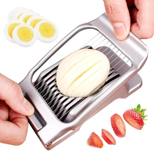 Eierschneider aus Edelstahl, Eischneidewerkzeu, Eierharfe, Eischneidewerkzeu Aluminium Metall, Eierschneider spülmaschinenfest, Für Eier, Pilze, Erdbeeren
