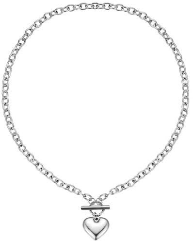Emibele Collane d'argento a Cuore per Donne,Collana Girocollo con Graffette OT Toggle,Collana Con Ciondolo a Cuore in Acciaio Inossidabile Non Appannato,Regali di Gioielli per San Valentino e le Madri