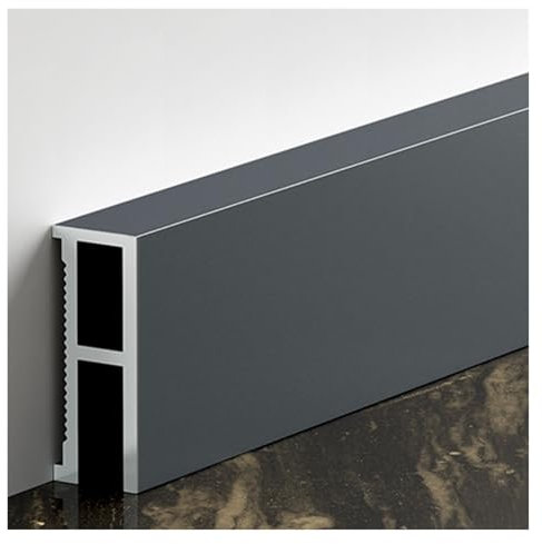 HAIXHX LED-Aluminium-Sockelleiste 1,5 cm Höhe, 1 m Länge, Aluminium-Kanal-Sockelleiste für Heimkino-Küchendekoration, LED-Streifenlicht-Diffusor mit Abdeckung, Kanalsystemprofil für Wandecke(Gray)