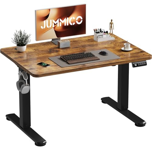 JUMMICO Höhenverstellbar Schreibtisch 100 x 60 cm Standing Desk Elektrischer Schreibtisch Höhenverstellbar mit Memory-Funktion,Braun