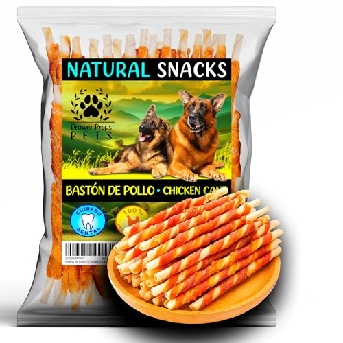 Bâtonnets Dentaires pour Chien au Poulet Enroulés de Peau de Bœuf – Friandises Naturelles à Mâcher pour Chien – Snack Premium pour Chiens – 500 g