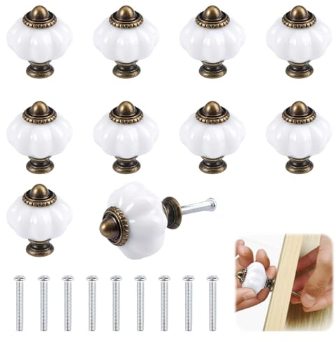 10 Pièces Vintage Ronds Poignee de Meuble Cuisine, 30 mm Bouton de Meuble