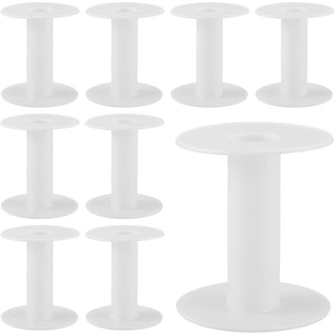 SUNNYCLUE Carrete de Plástico Vacío de 15mm, Carretes Largos, Blanco, para Tejer, Cadena, Cinta, Soporte de Alambre, Organizador, Cuerda A Granel para Manualidades, Punto de Cruz, Ganchillo, Suminist
