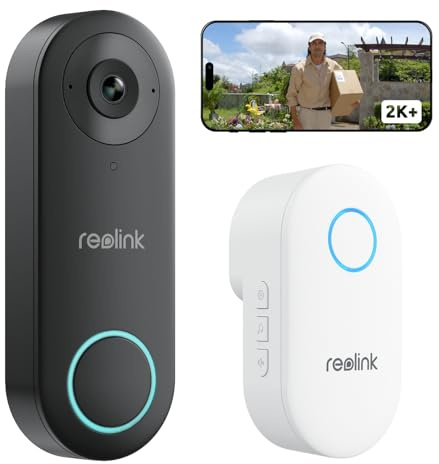 Reolink 5MP Videocitofono Wi-Fi 2,4/5 GHz con Chime, Rilevamento e Avvisi di Uomo, Audio Bidirezionale, Visione Notturna a Infrarossi, Supporta microSD e Cloud, Doorbell WiFi Nero (Ricondizionato)