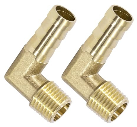 Mässing montering anslutning, 2 stycken 90 graders vinkel 10 mm krokar x 1/4 tum yttre gänga mässing röradapter, koppling rör adapter anslutning för vinkelrörkontakter
