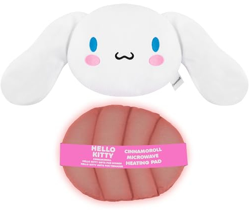 Hello Kitty Cinnamoroll Coussin Chauffant Micro onde, Graine de Lin Douce Peluche Réutilisable, Relaxation Heating Pad, Kawaii Idee Cadeau Bien-être (Blanc Cinnamoroll)