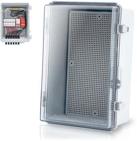 Distributionslåda vattentät, IP66 ytterhölje med lås i rostfritt stål grå transparent lock 280 x 190 x 130 mm för utomhus kopplingsskåp kabelbox kopplingsdosa strömbrytare utomhus