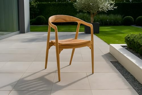 SAM Gartenstuhl Sally 58x50x78 cm, Teakholz massiv, Gartensessel | Stapelbarer Outdoor-Holzstuhl mit Armlehnen für Garten, Balkon & Terrasse